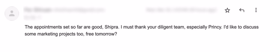 Client reply screenshot