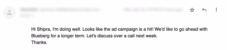 Client reply screenshot